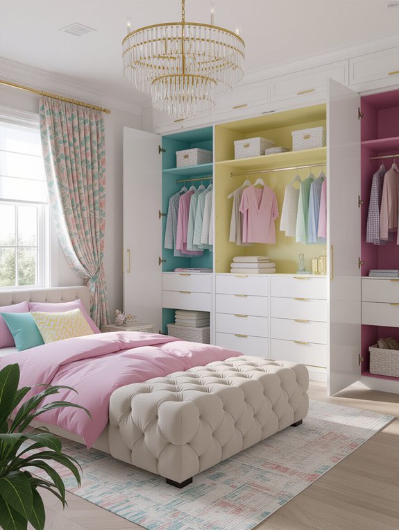 colorful closet organization accents