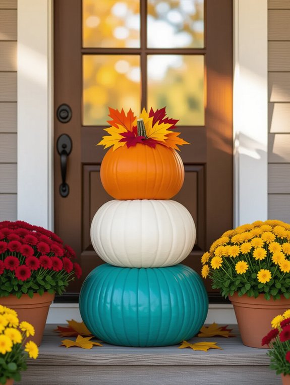 colorful pumpkin stack display