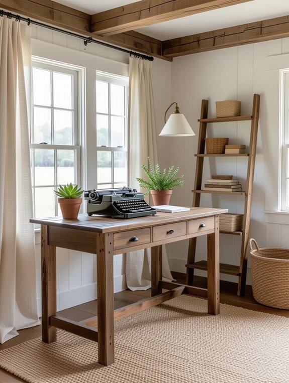 cozy rustic farmhouse workspace