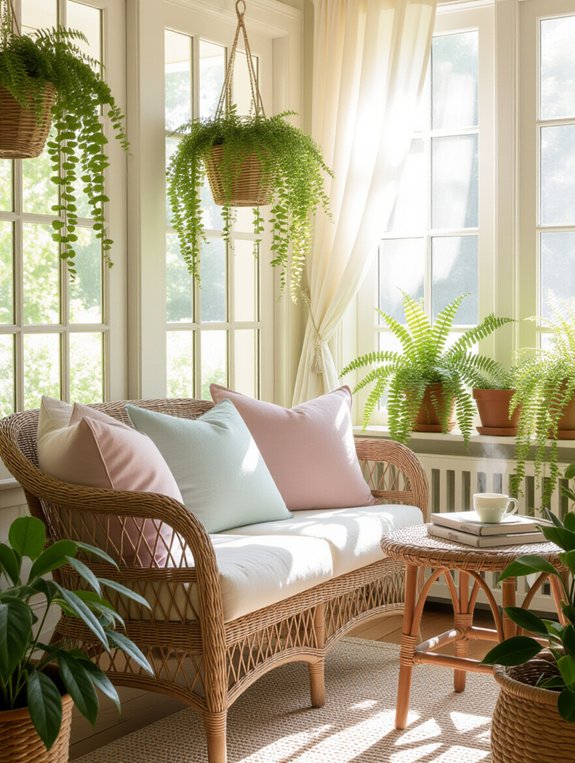 cozy sunroom reading nook