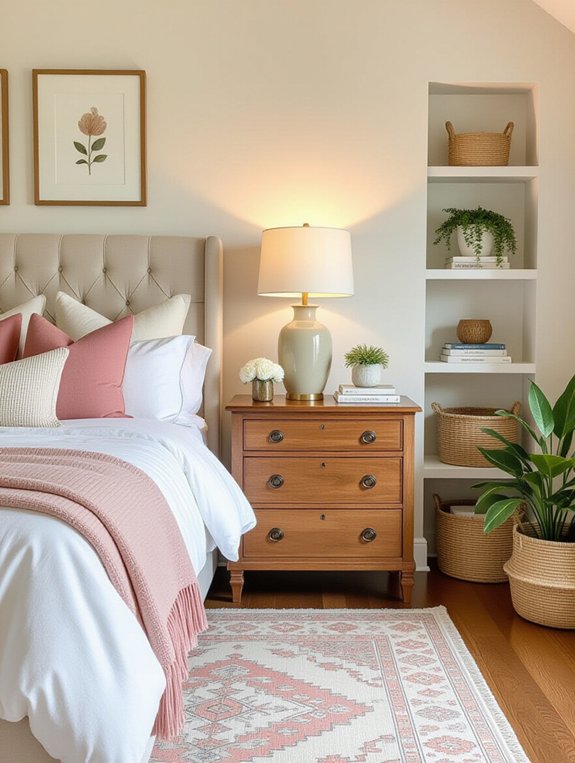 decorative storage enhances coziness