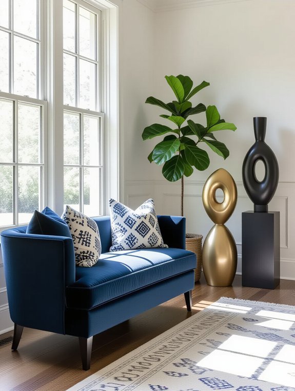 modern sculptural accents enhance