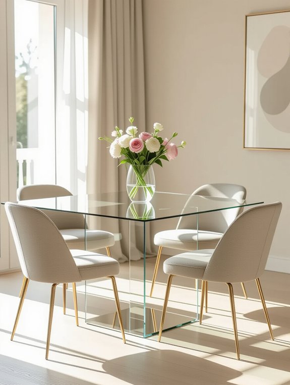 sleek minimalist glass dining