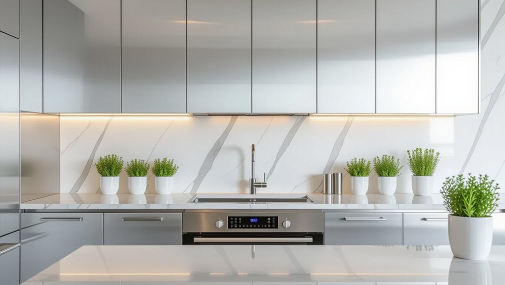 stylish aluminum kitchen cabinetry