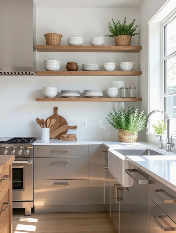 stylish aluminum open shelving