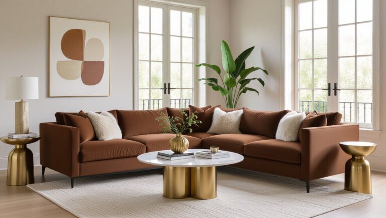stylish brown couch interiors