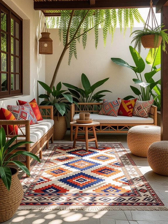 vibrant ethnic print rugs
