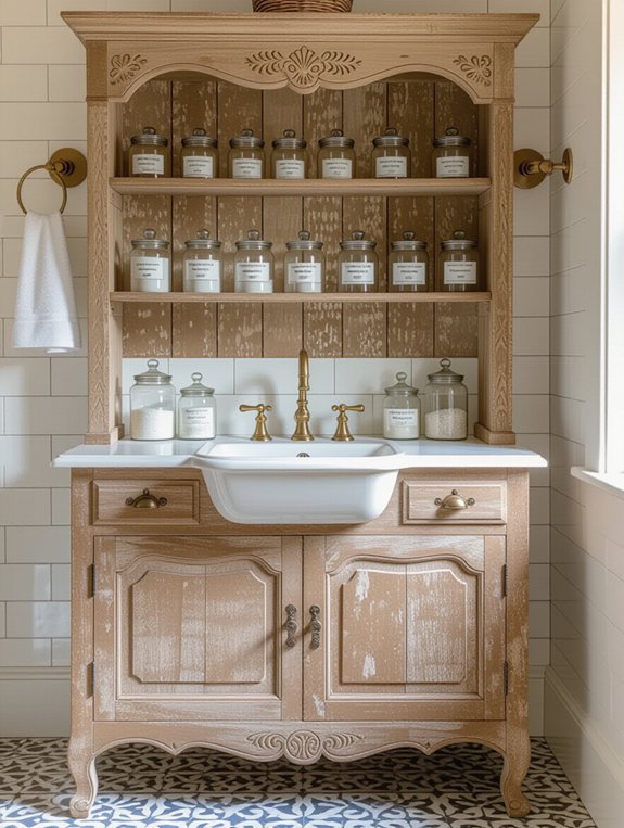 vintage apothecary sink cabinet
