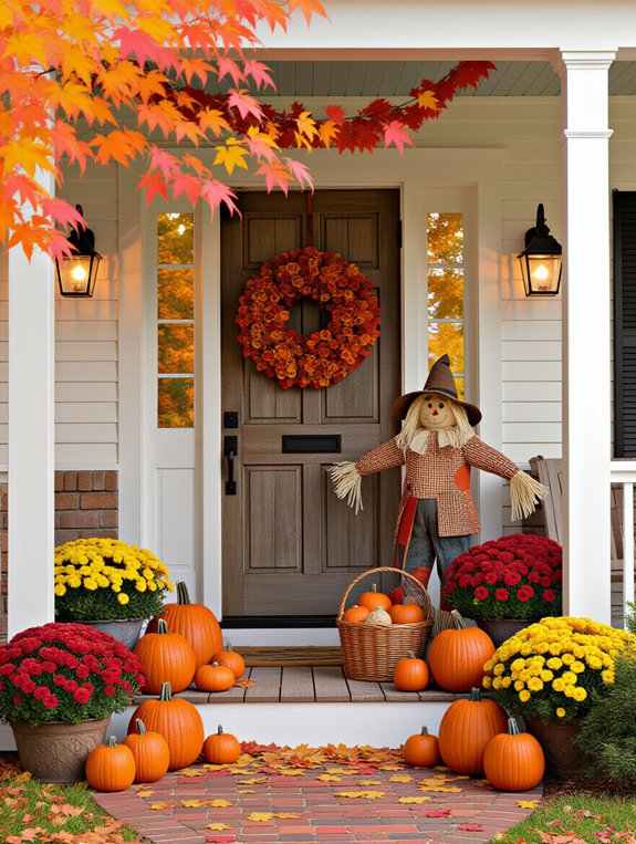 whimsical fall porch decoration