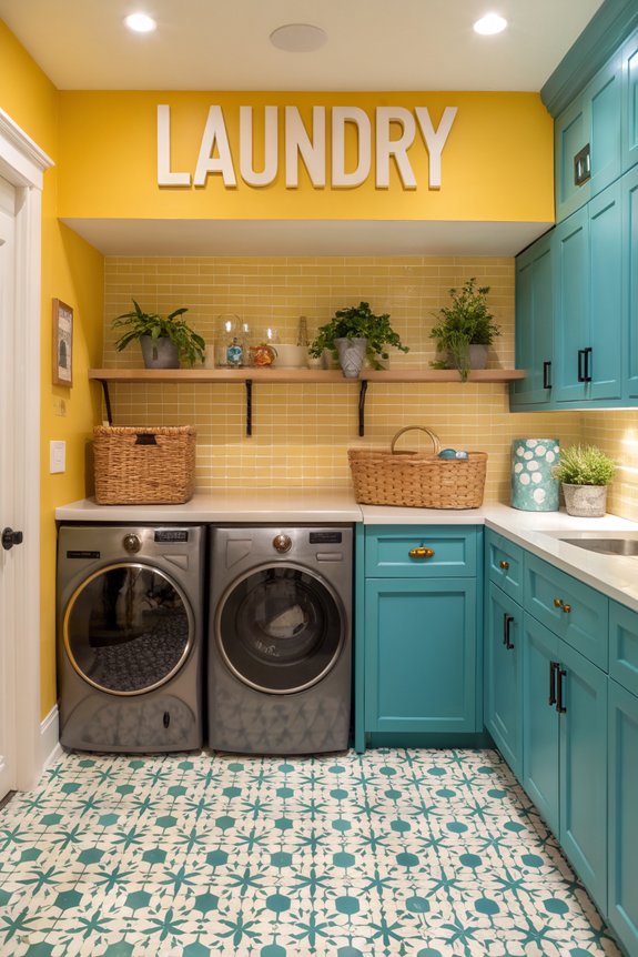 bright colors energize laundry room
