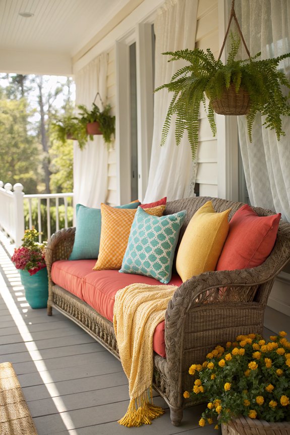 colorful pillows enhance coziness