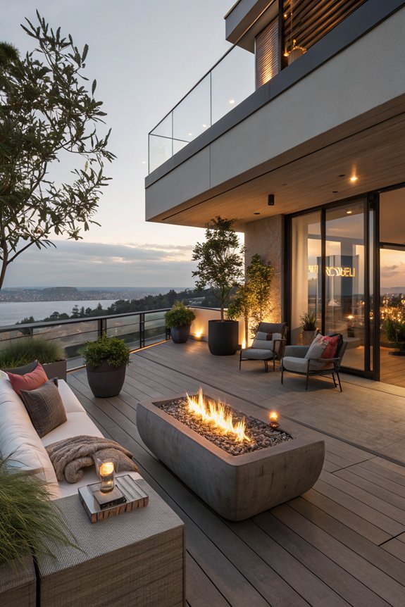 cozy balcony fire pit