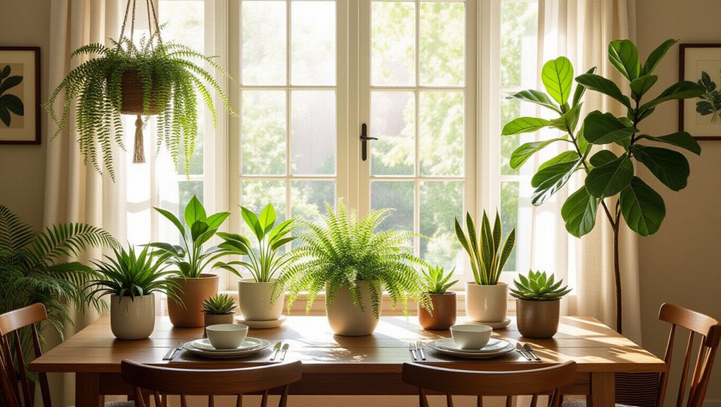 cozy dining room plants