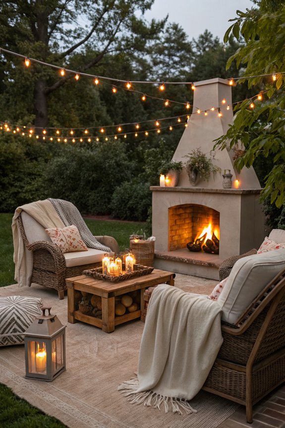cozy outdoor fireplace ambiance
