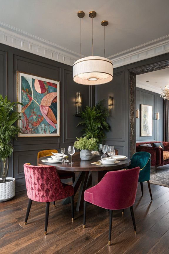 eclectic decor with dark floors