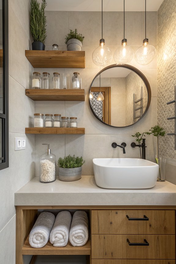 floating shelves for organization