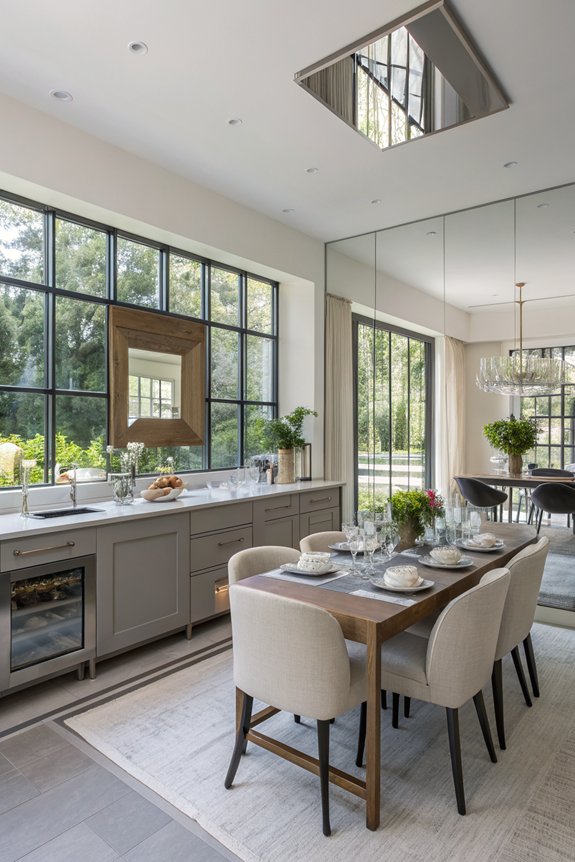 mirrors expand kitchen space