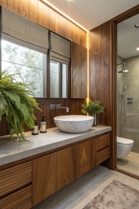 natural wood bathroom accents