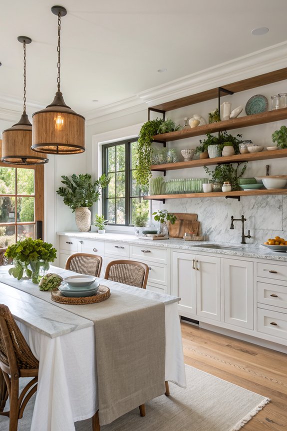 open shelving for seamless flow