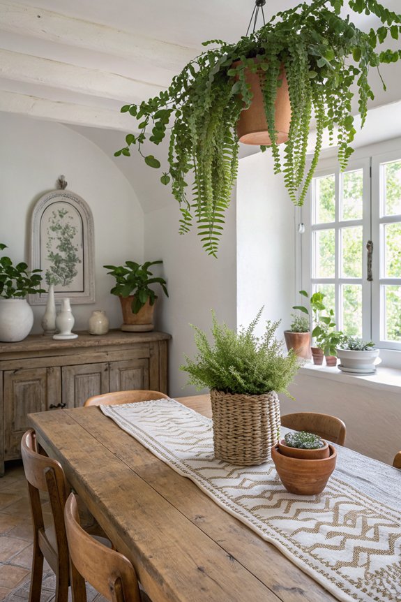 plants enhance dining decor