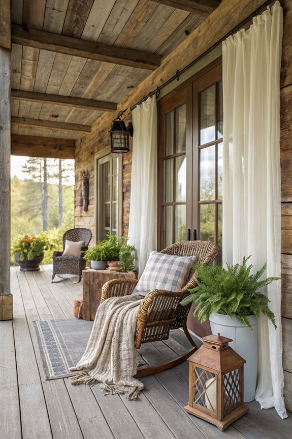 rustic wooden porch accents