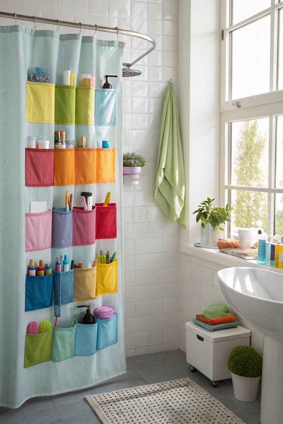 shower curtains with storage pockets