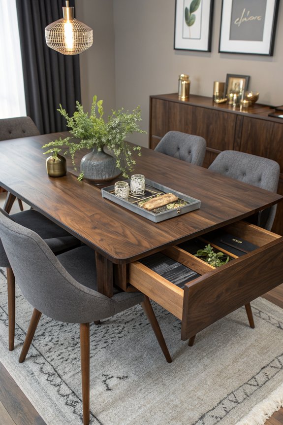 space saving dark dining tables