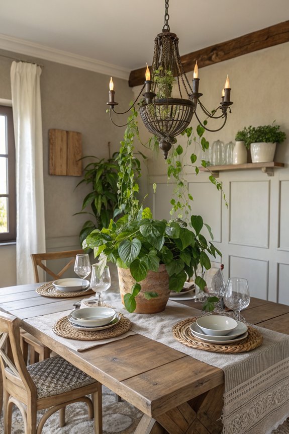 vibrant pothos dining decor